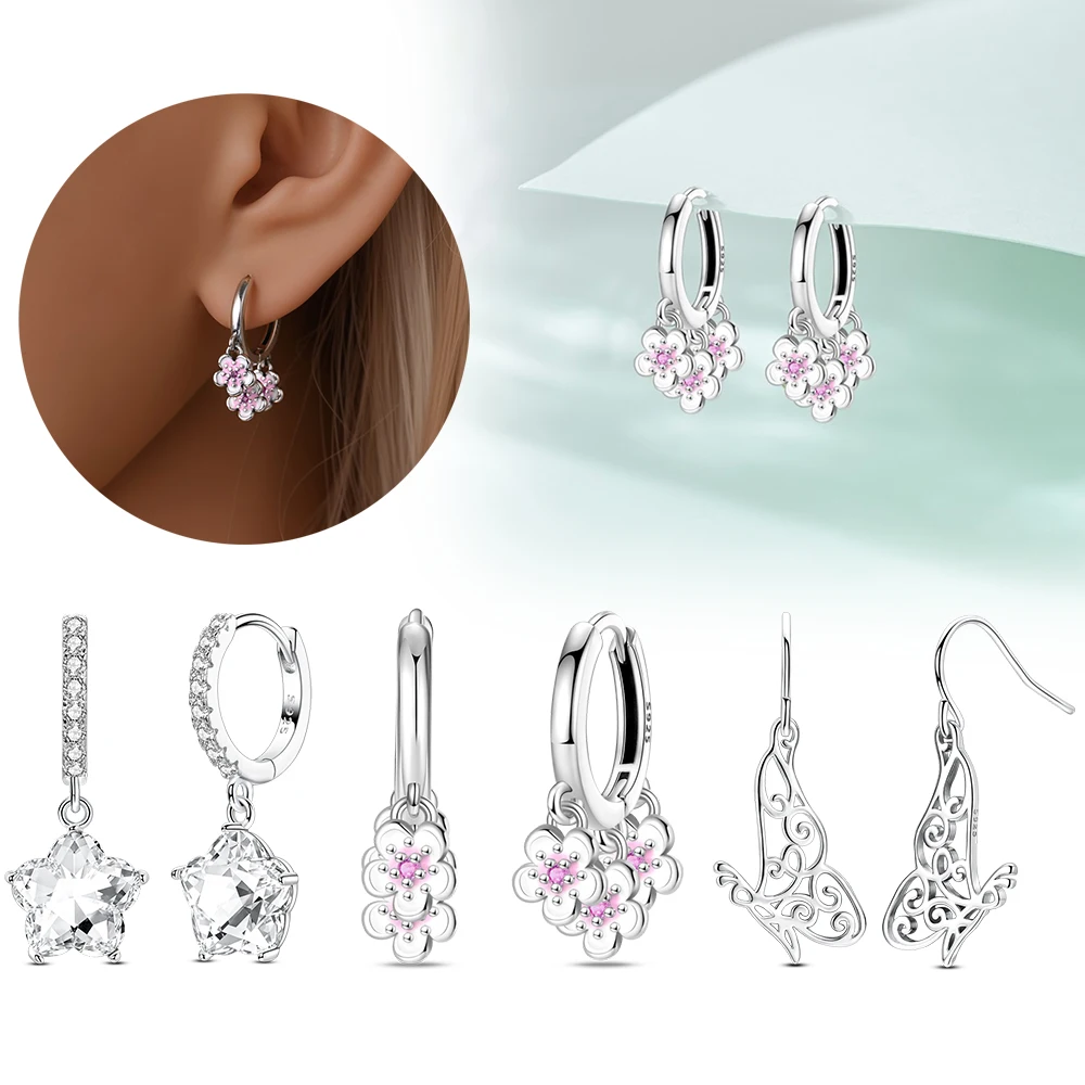 

Silver Colors Flower Earrings For Women Wedding Engagement Charm Earrings Jewelry Gift