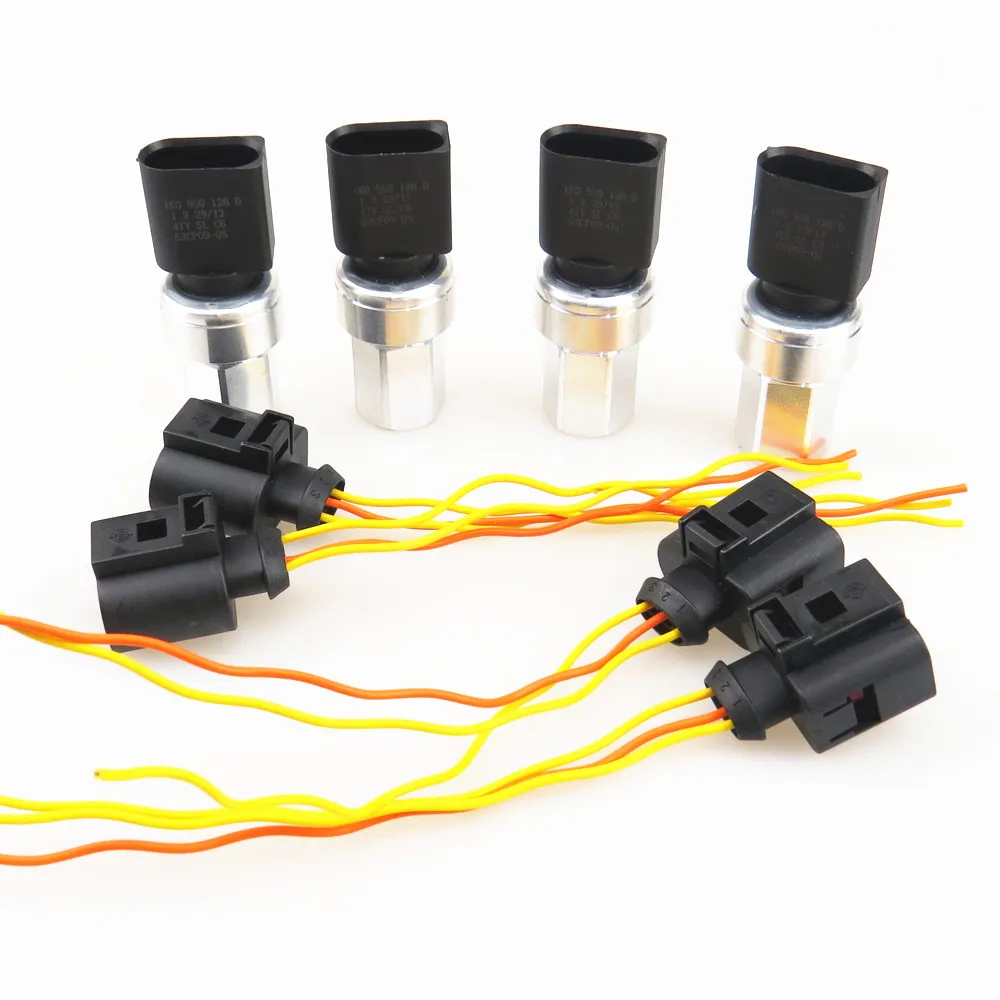 4Set Air Conditioning Pressure Sensor&Wiring Harness Plug for VW Golf Passat B5 Bora Polo Seat Leon 3B0973703G 1K0959126 A/B/D/E