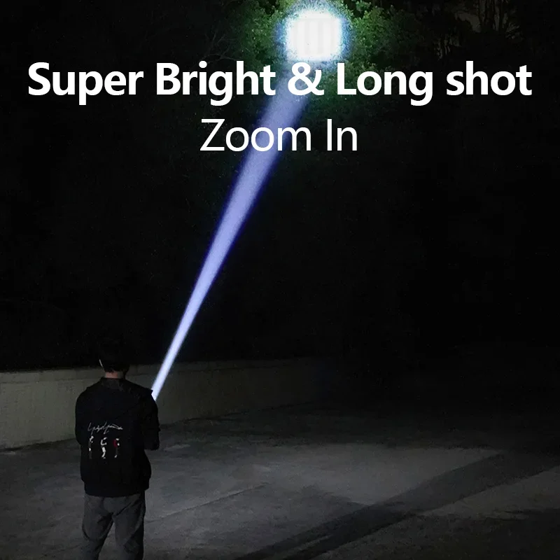 Super Bright LED Flashlight XPE Work Light with Hook USB Rechargeable Zoomable Torch Outdoor Camping Fishing Waterproof Lantern