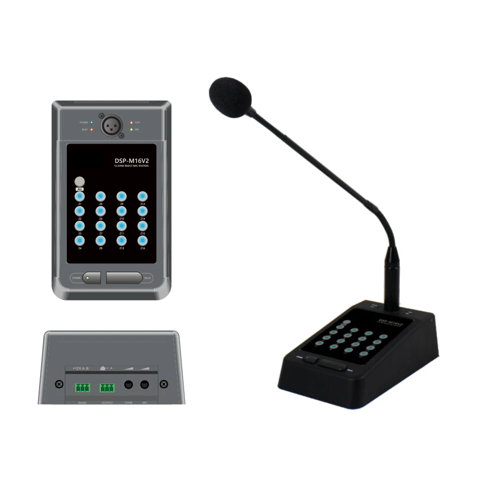 16 Zones Remote Call Station PA Paging Desktop Microphone with RS485 for 16 Channels DSP Processor