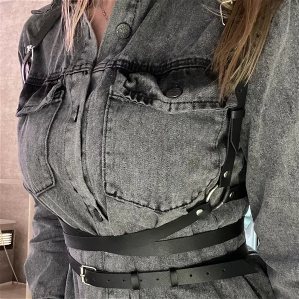 แฟชั่นสายรัดเข็มขัด Harness Corset ชุดชั้นในหนัง Bondage ชุดชั้นใน Body Harness เครื่องรางเสื้อผ้า Gothic Suspenders สําหรับผู้หญิง