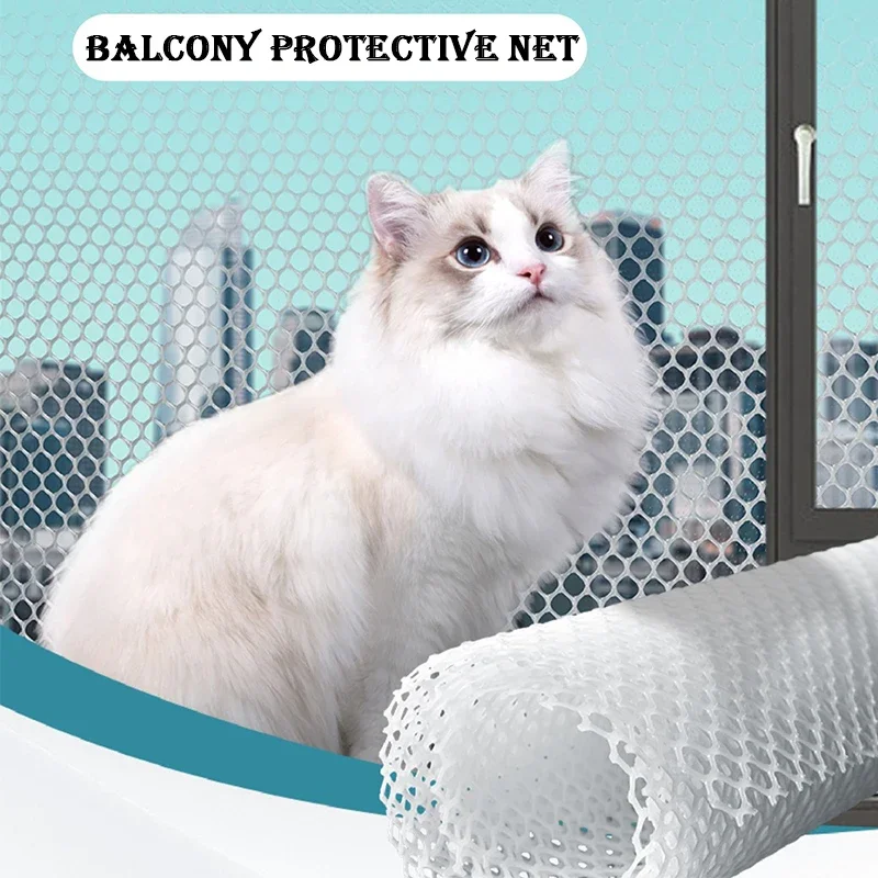 White Balcony Cat Pet Anti-Falling Net Garden Backyard Fence Mesh Breeding Nets Fence Children Staircase Fall Protection Netting
