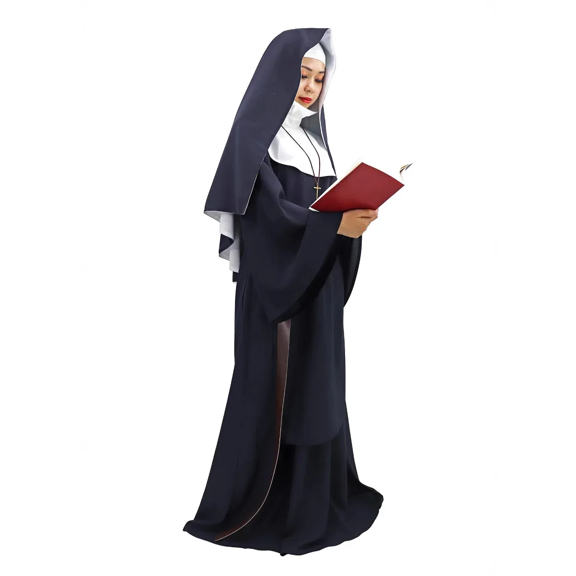 

Ghost Nun Cosplay Costume, Terrifying Female Ghost Priestess Long Dress Costume, Halloween Performance Cosplay Costume
