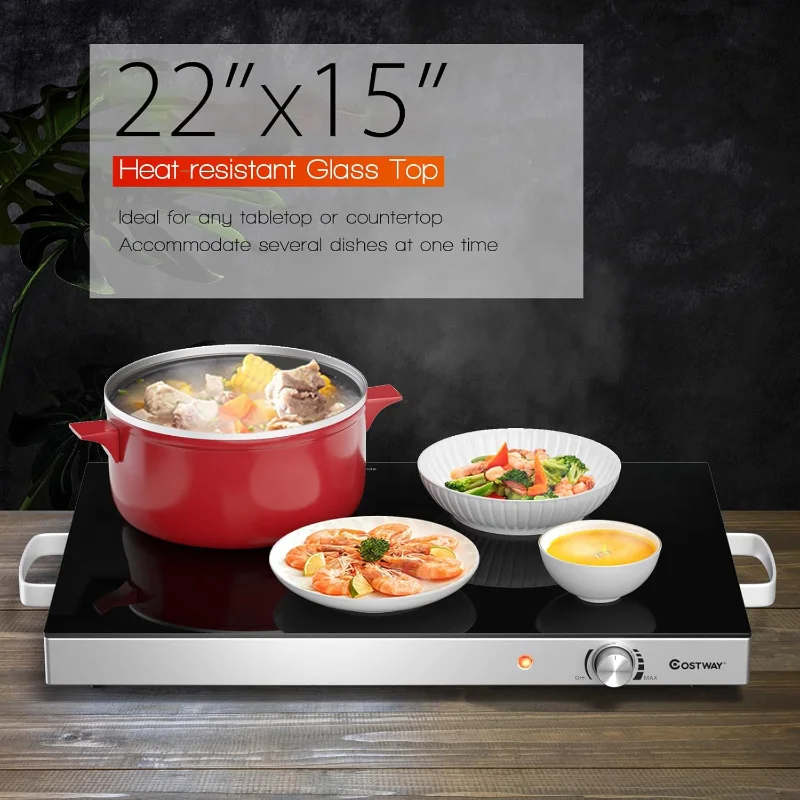 COSTWAY Electric Food Warming Tray, 25" x 15" Food Warmer for Parties with Adjustable Temperature Control, ETL Certified