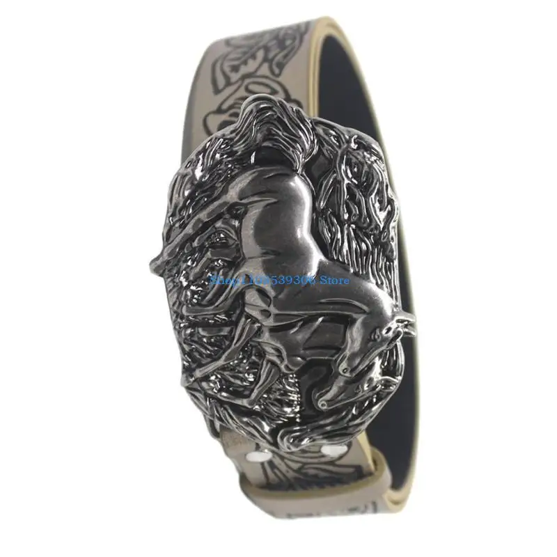 

400A WaistChain Vintage Chain Engraved Horse Buckle Embossing Belt for Party/Club