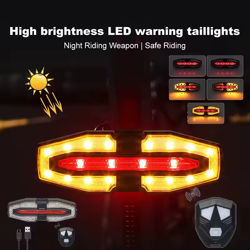 Turn Signal Bike Tail Lights Wireless Remote Control Bicycle Taillight Direction Indicator Rechargeable Road Cycling Rear Lamp - Image 4