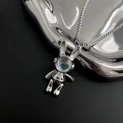 Classic Space Rabbit Stainless Steel Necklace Ladies Versatile Niche Cute Space Rabbit Light Luxury Sweater Chain Long Men's