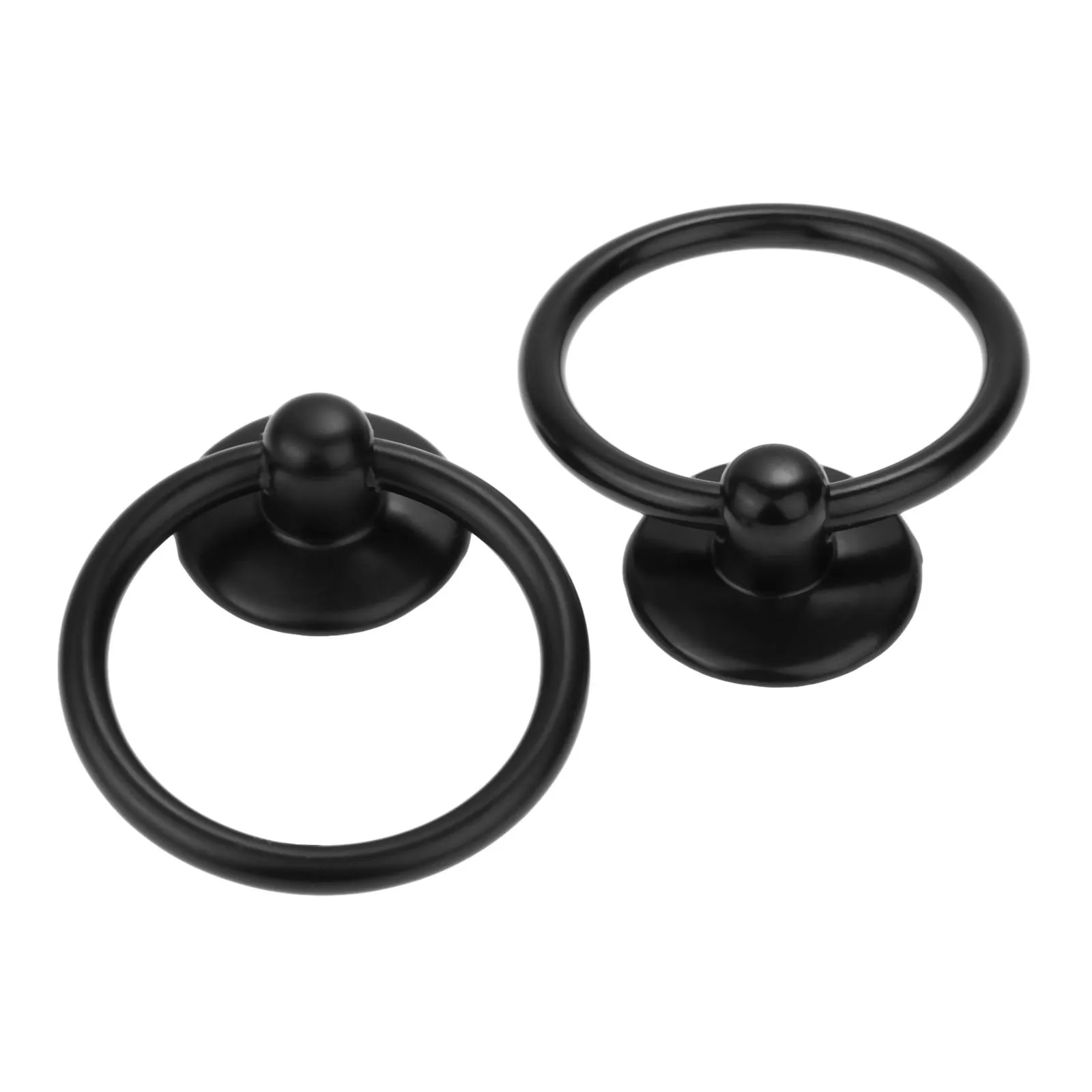 2Pcs 25x52mm Black Furniture Handle Kitchen Cabinet Pull Handle Drawer Wardrobe Cupboard Metal Door Ring Knob Furniture Hardware