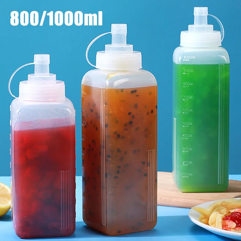 1000ml Squeeze Sauce Bottles Condiment Dispenser Large Caliber Dustproof Kitchen Seasoning Salad Sauce Olive Oil Bottle Gadgets