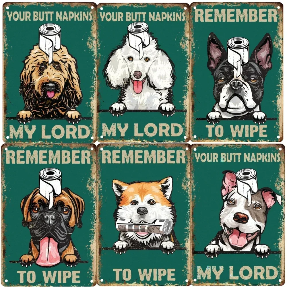 Metallblechschilder mit Hund, lustiges Toilettenpapier, lustiges Poster, Café, Wohnzimmer, Küche, Badezimmer, Zuhause, Kunst, Wanddekoration, Plakette, Geschenk, 20,3 x 30,5 cm