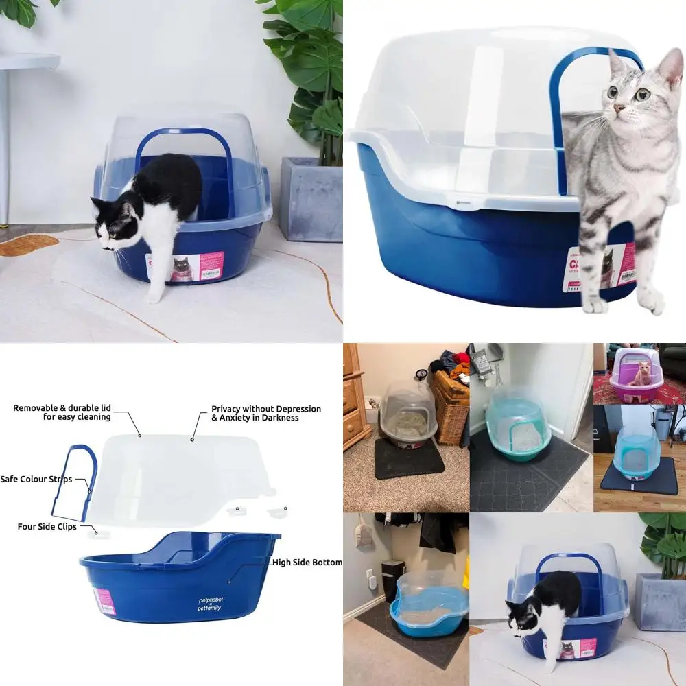 

Очень большой закрытый лоток для кошек темно-синего цвета для двух кошек