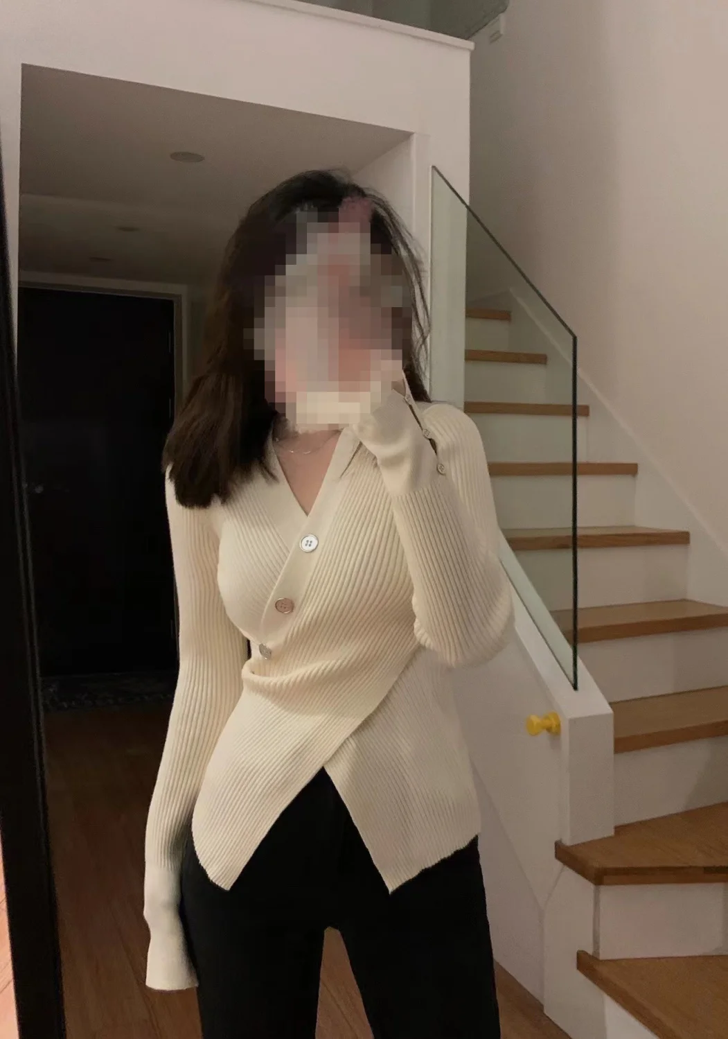 قمصان نسائية بأكمام طويلة بلوزات شيفون بأكمام منتفخة وياقة مقلوبة لملابس العمل اليومية الأنيقة الربيعية