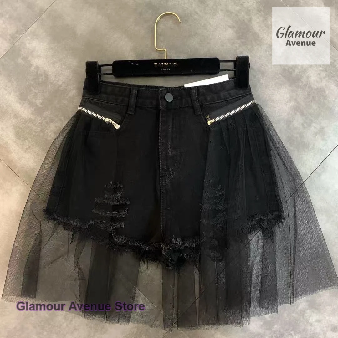 Francês retro desgastado destacável zíper malha calças de dança emagrecimento jeans feminino verão moda temperamento casual calças quentes