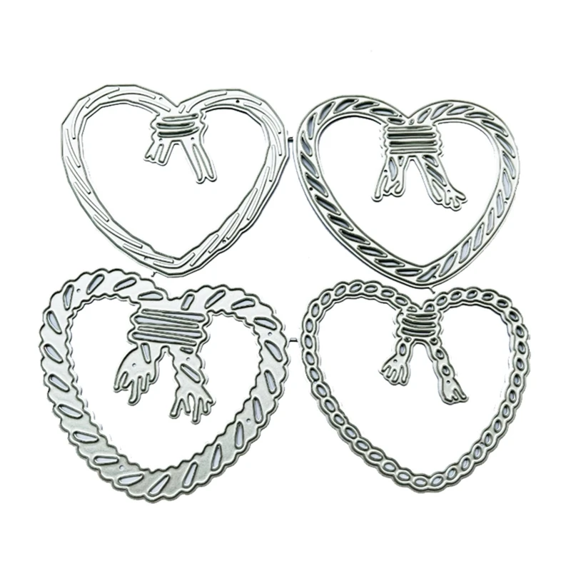 4Pcs/Set Knotted Rope Love Heart Metal Cutting Dies Stencil DIY Scrapbooking Embossing Tool Die Cuts Card Album Template