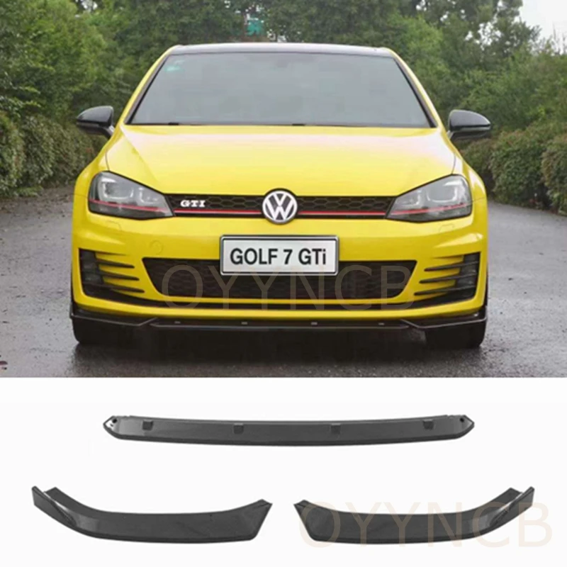 FOR Volkswagen GOLF MK7 GTi MAX 3-Segment Bumper Diffuser Front Lip Body Kit ABS Material black carbon fiber look