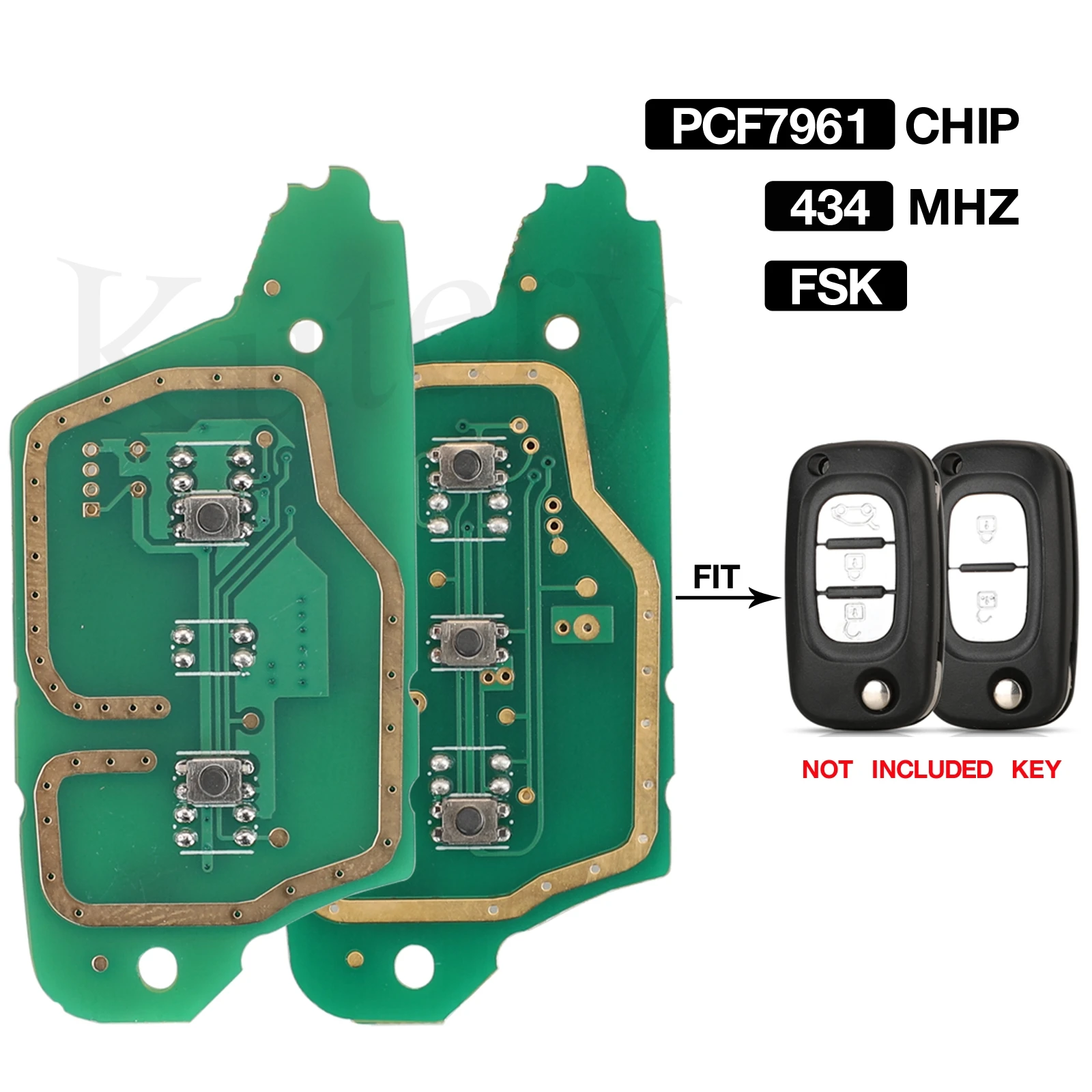 

jingyuqin 2/3 BTN 434MHz PCF7961 ID46 Chip Remote Key Circuit Board For Renault Clio III Clio 3 Kangoo Master Modus Twingo 5PCS