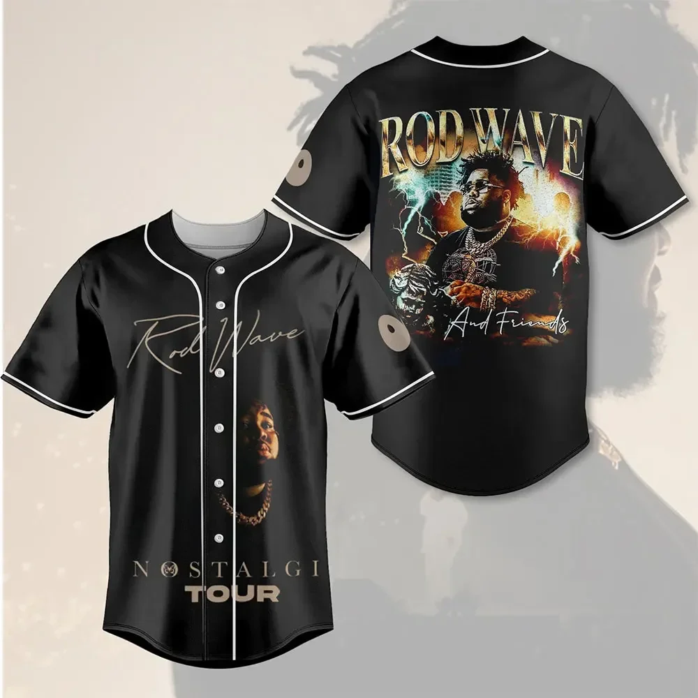 Rod Wave Nostalgia Tour Baseball Shirt Men Women Hipster Hip Hop Short Sleeve Baseball Jersey Tee Shirt Street Wear Summer Tops