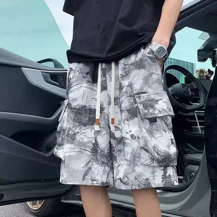 

Loose Casual Five-Quarter Short Pants Men's Summer Workwear Multi-Pocket Loose Fit Straight Leg mid Waist Casual Shorts