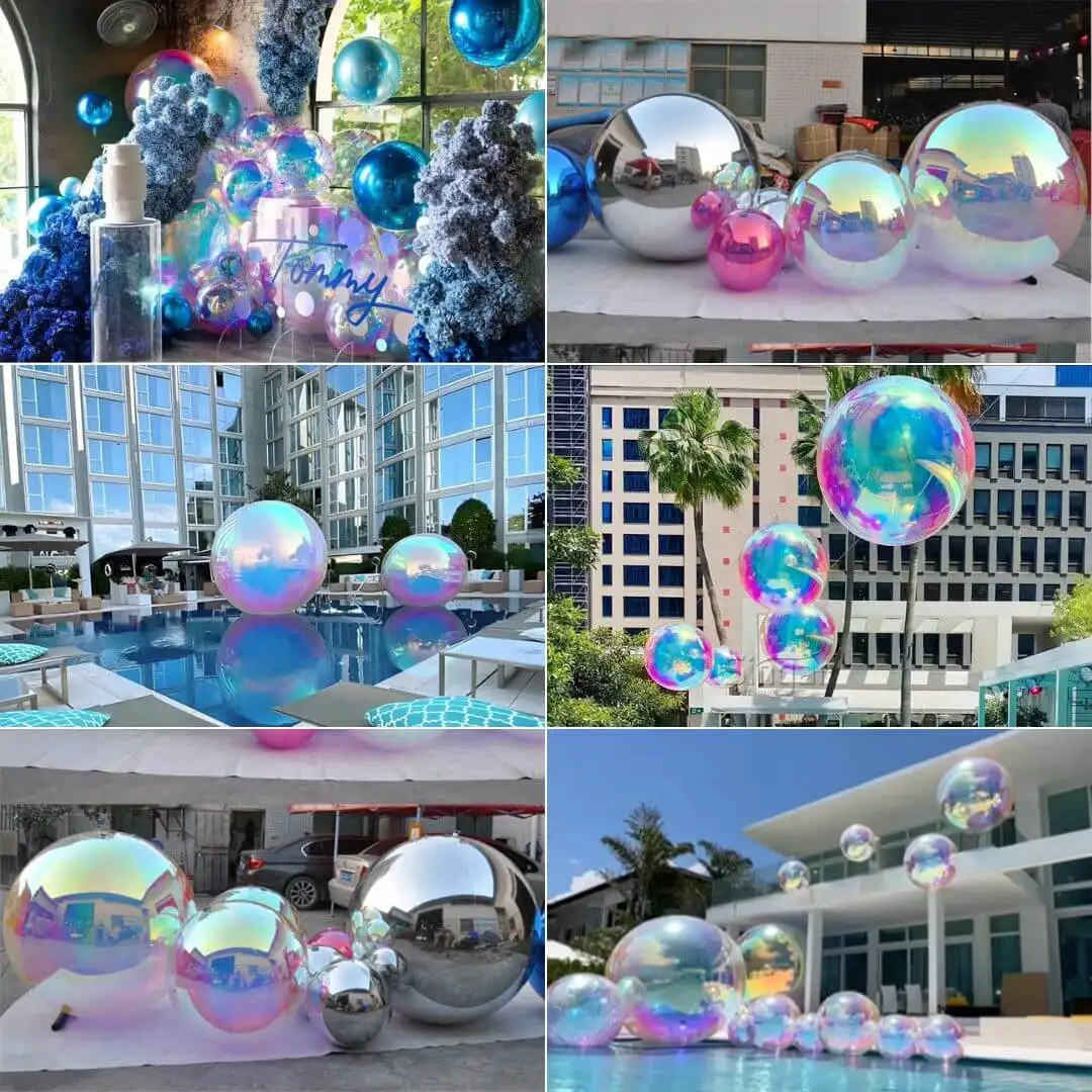 

VC Inflatable Metallic Mirror Spheres - Giant Shine Balloons for Christmas, Wedding, Outdoor Decoration