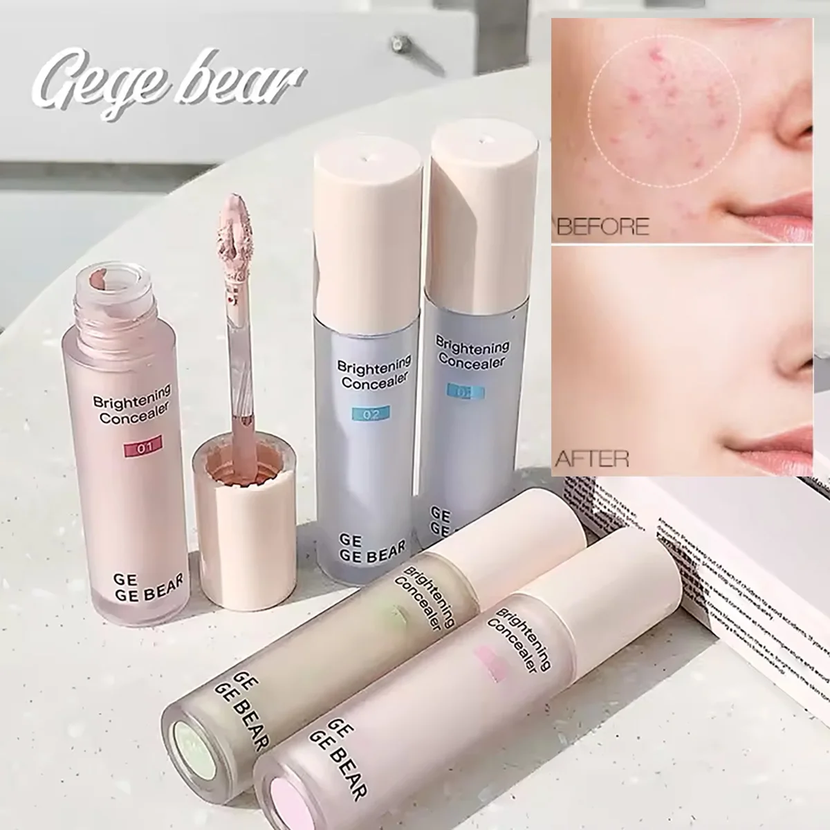 خافي عيوب مكياج الوجه من جيج بير، تغطية كاملة، يدوم طويلاً، مقاوم للماء، خافي عيوب الهالات السوداء للعين #1