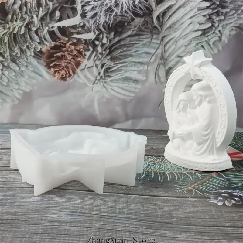 Religiöse Familienfiguren-Gussform mit flexiblem Körper für handgefertigte Kerzen, Kunsthandwerk und Weihnachtsfeier 3XUF – Detail 4