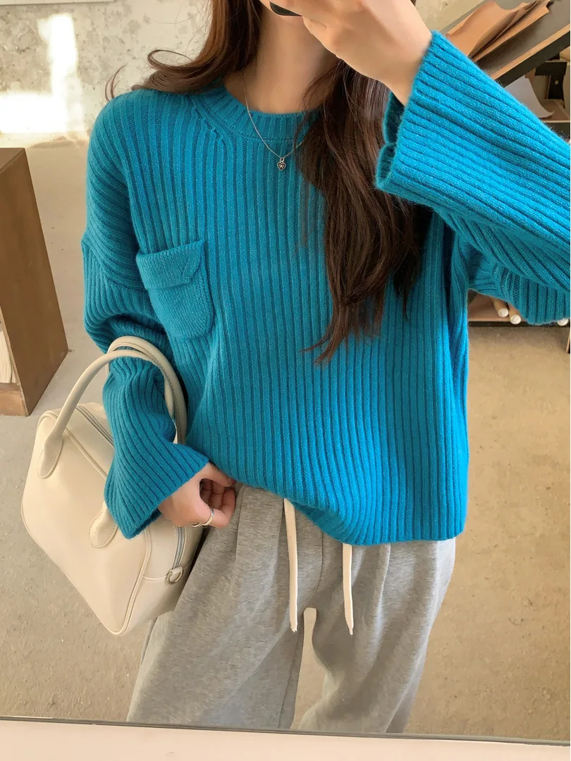 

Women's Vintage Knitted Sweater ort Loose Fit Overhead Pattern Slimming Autumn Winter New Sle Casual round Ne Long Sve