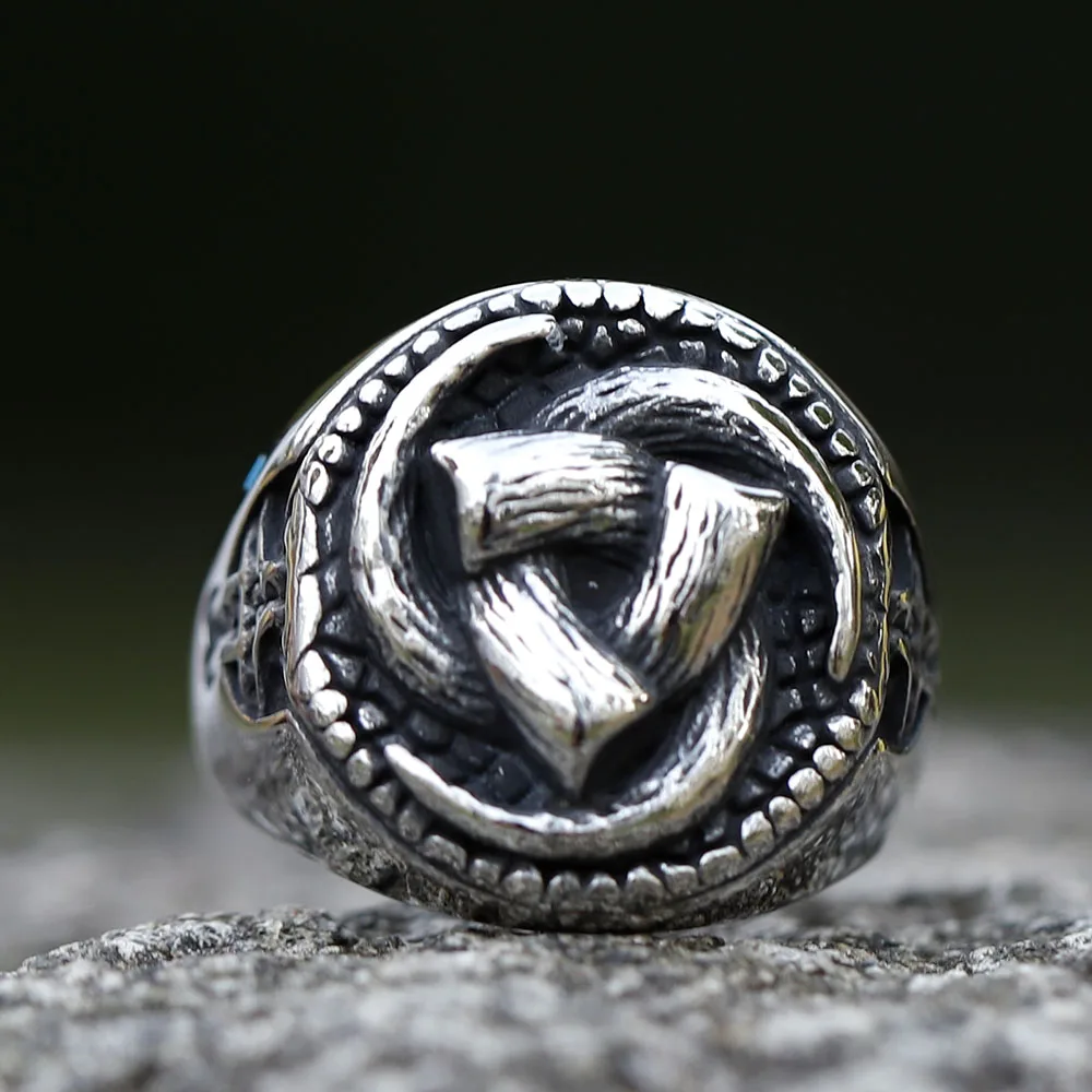 2023 NEW Vintage 316L Stainless Steel Viking Celtic Knot Ring for Men Punk Retro Amulet Jewelry FOR GIFT  free shipping