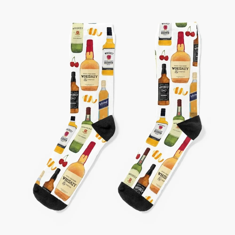 

Whiskey Bottles Illustration Socks Run with print hip hop Socks Female Men's