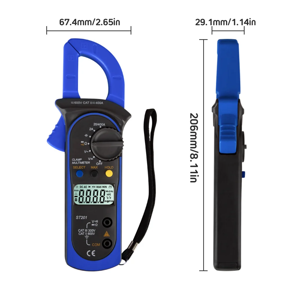 St201 3 34 أرقام التلقائي الرقمية المشبك متر موثوقية عالية الزائد حماية Aaa 15 فولت شاشة الكريستال السائل الأحمر المشبك المتعدد