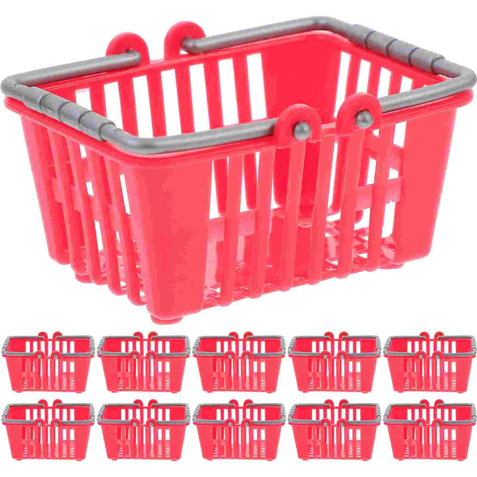 20 pezzi di giocattoli per bambini mini cestino della spesa carrello per ragazze portatile per bambini generi alimentari rosso carino