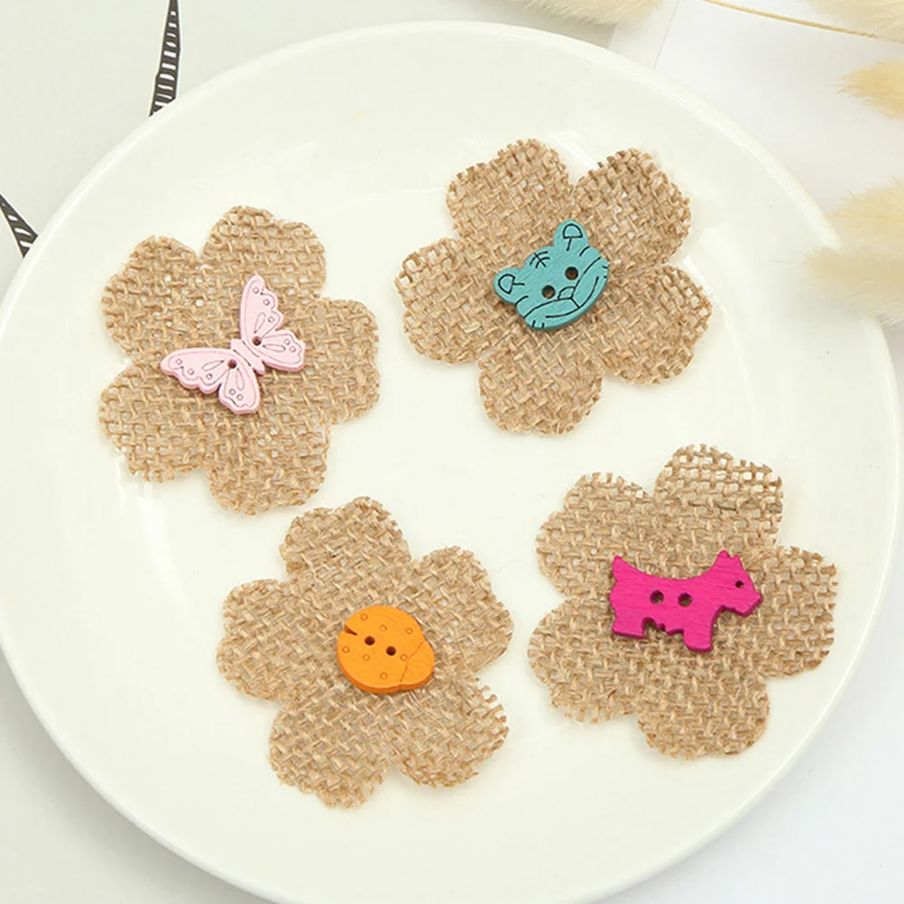 

30Pcs Decorative Cartoon Flower Buttons DIY Clothes Sewing Burlap Buttons for Crafting Jackets Backpacks DIY Clothes Button