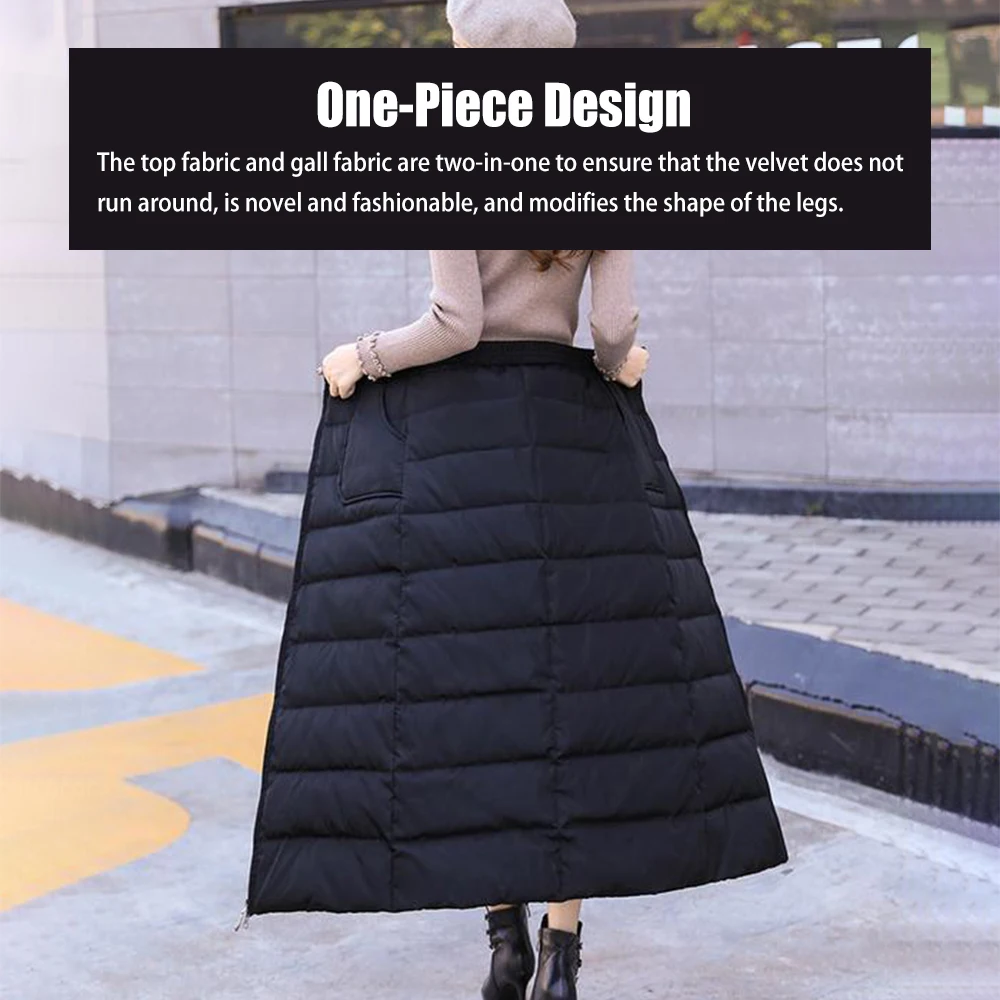 down midi skirt Winter Half-Length Apron Winter Skirt Women's Thickened Down Cotton Skirt Women\u0027s down-filled skirt