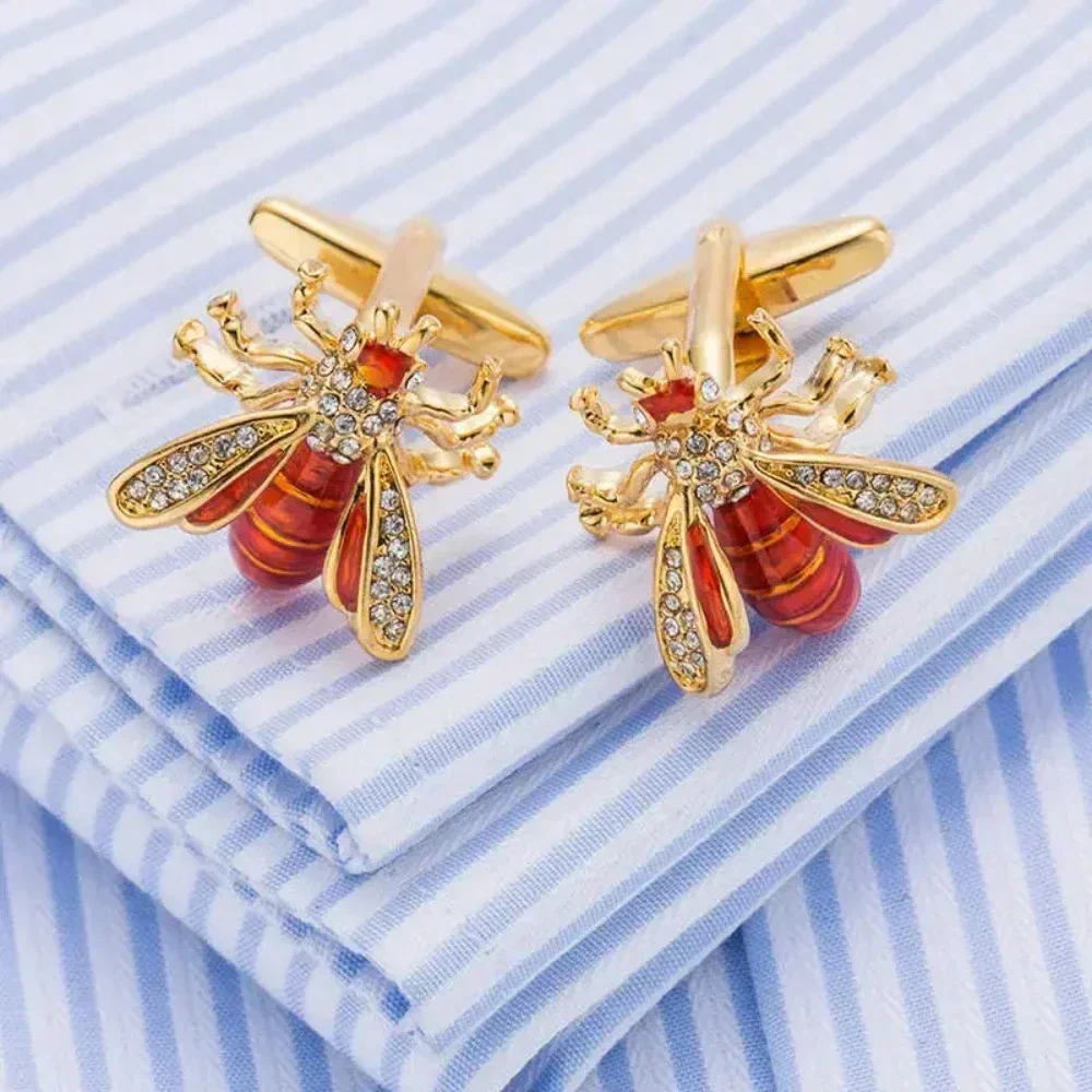 Metal Cufflinks Copper French Shirt Suit Men\'s Party Daily Casual Dating  High-quality Classic Bee Cufflink