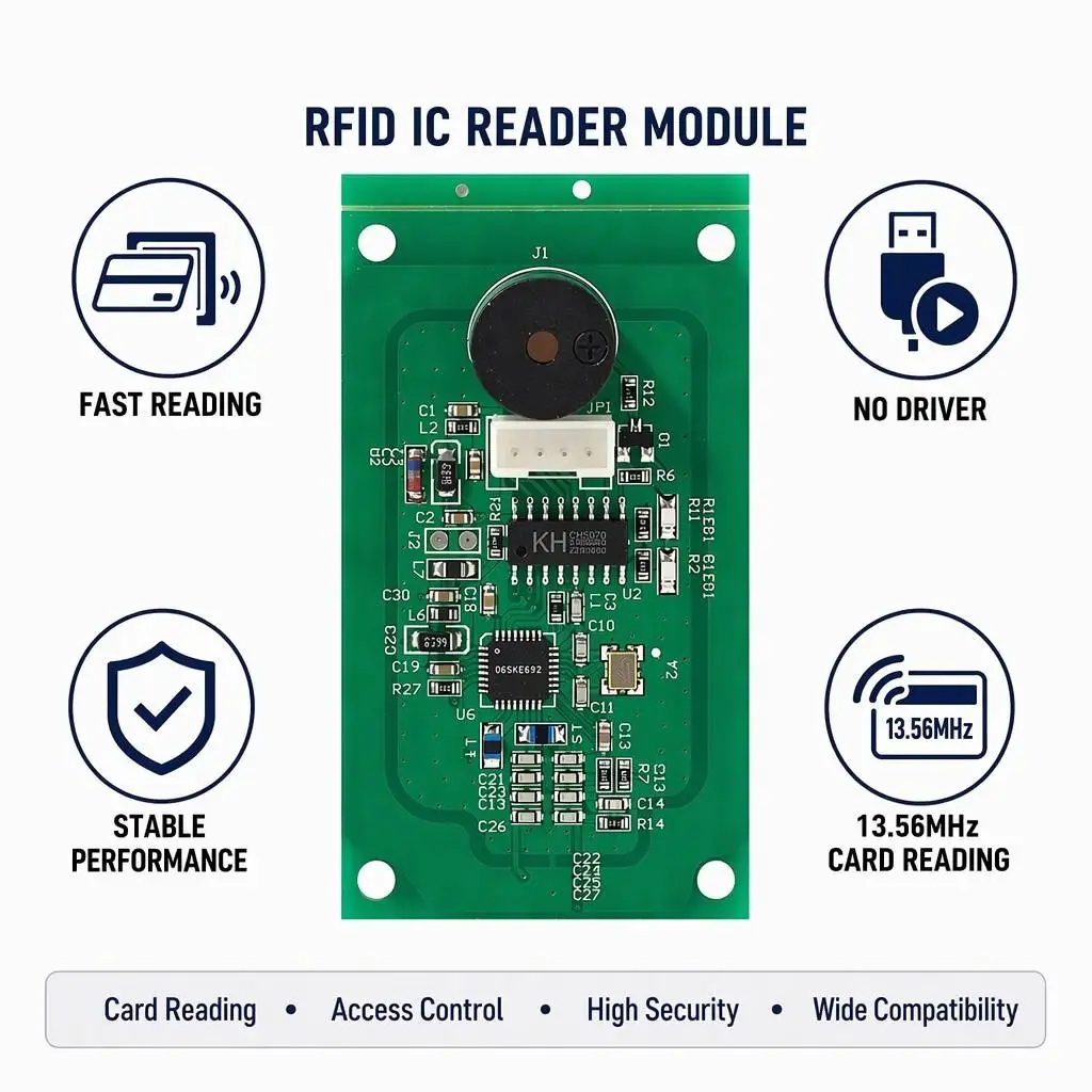 13.56Mhz IC M1 Card Smart USB Communication NFC Contactless Access Control RFID Card Reader Module