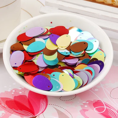 100Pcs 12*20mm Oval Egg Shape Flat Sequins PVC Paillettes Dance Clothing Sewing Craft Women DIY Garment Lentejuelas Accessories