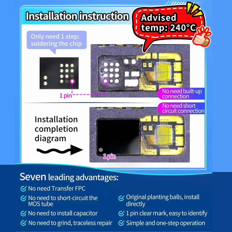 JC Romeo Integrated Chip Face ID Repair Universal Dot Projector Chip for Phone X-12 PRO MAX Pad Pro 3/4 Series Easy Installation