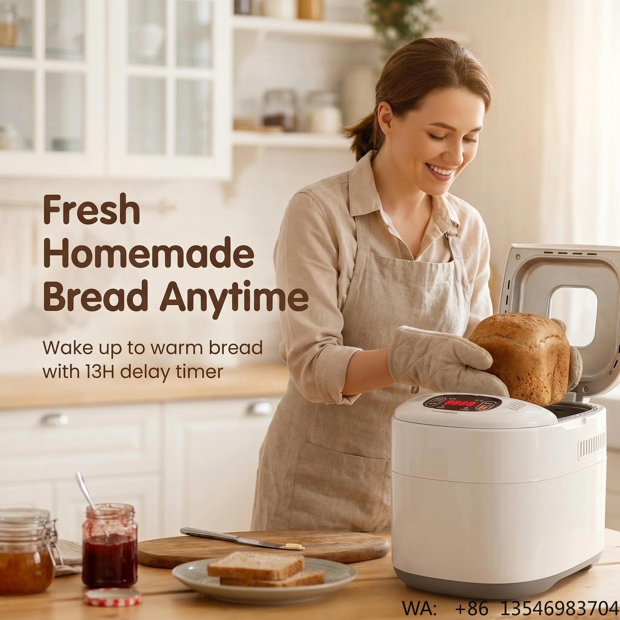 12 Programs 500g Smart Household Bread Maker Automatic Electric with 13H Timer Keep Warm Function and 1 Year Warranty