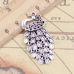 10pcs Charms Bird Peacock Phoenix 44x22mm Tibetan Bronze Silver Color Pendants Antique Jewelry Making DIY Handmade Craft