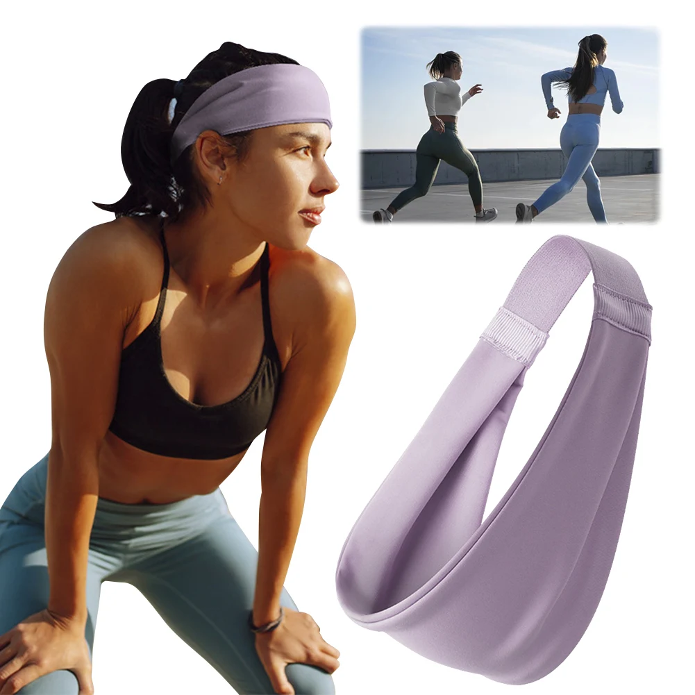 Sports Headband Fitness Hair Bands Moisture Wicking Elastic Hair Wrap Anti Slip Workout Sweat Bands Breathable for Gym Workout