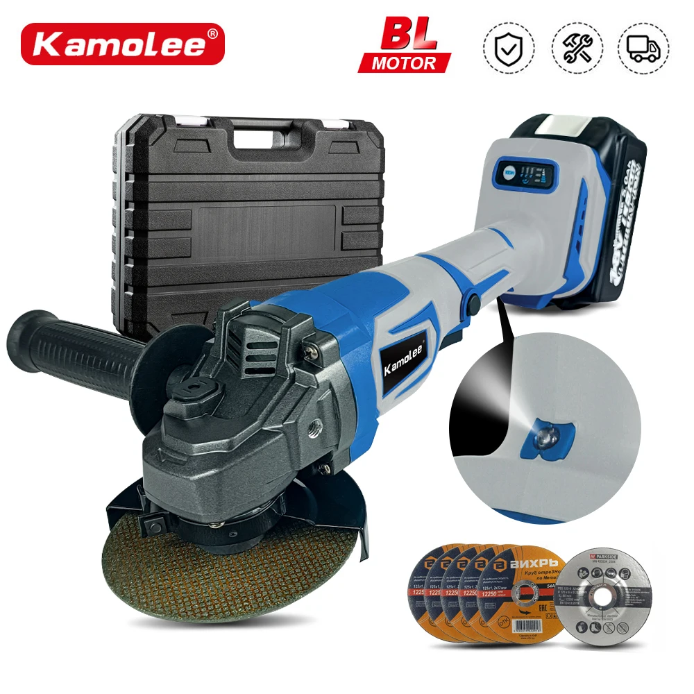 Kamolee M14 125MM 18500RPM Brushless Cordless Angle Grinder 3 Speed Cutting Power Tools Compatible For Makita 18V Battery