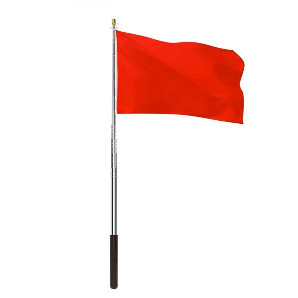 New Solid Wood Handle Flagpole Retractable 200/250/300cm Tour Guide Flag Pole Stainless Steel Rod Teaching Stick Outdoor