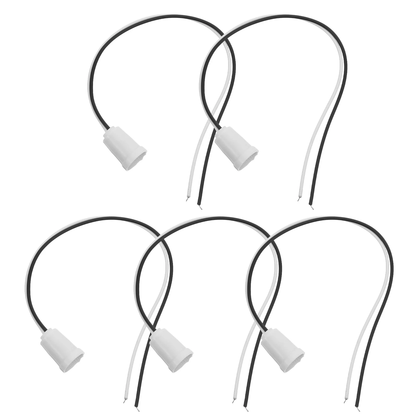 

5pcs E12 Screw Light Socket White Bulb Holder With Cord Pendant Lamp Fixture Base For Office Garden Party Wired Lamp Socket