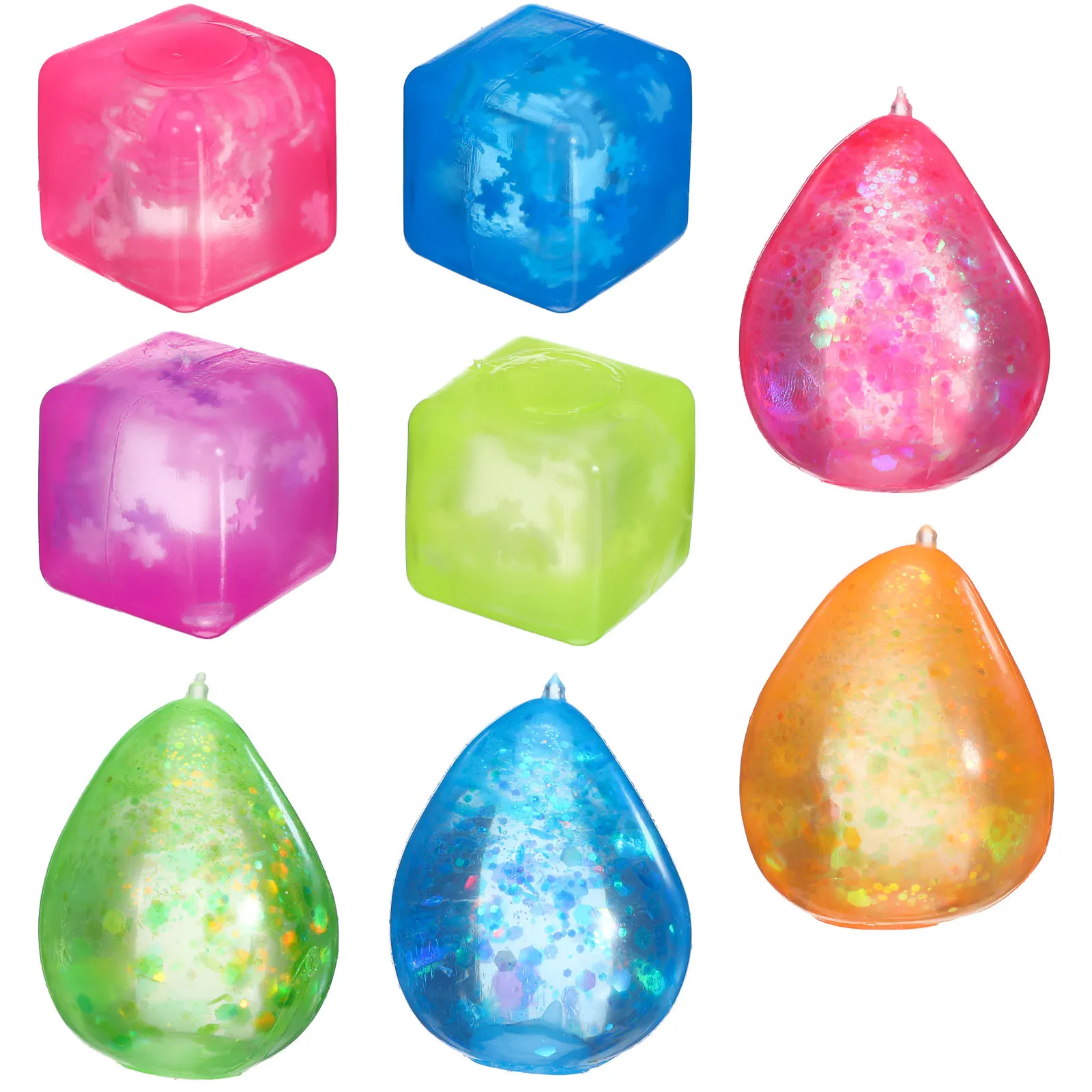8 pezzi palline antistress sensoriali squishy cubetti di ghiaccio forme a goccia terapia delle mani agitarsi regalo antistress per bambini adolescenti