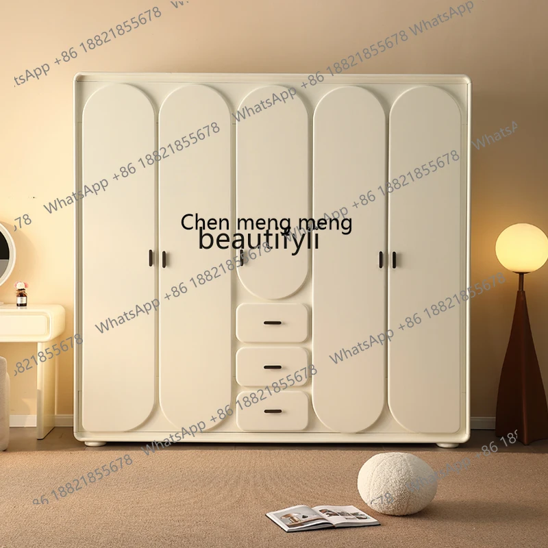 G153 French solid wood five-door modern simple cream style bedroom Nordic large wardrobe customization