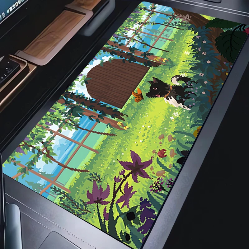 

Cute Mouse Pad Computer Pixel Art Anime Scenery Keyboard Pad Natural Rubber Anti-Slip Desk Mat Perfect Gift for Girlfriend Women