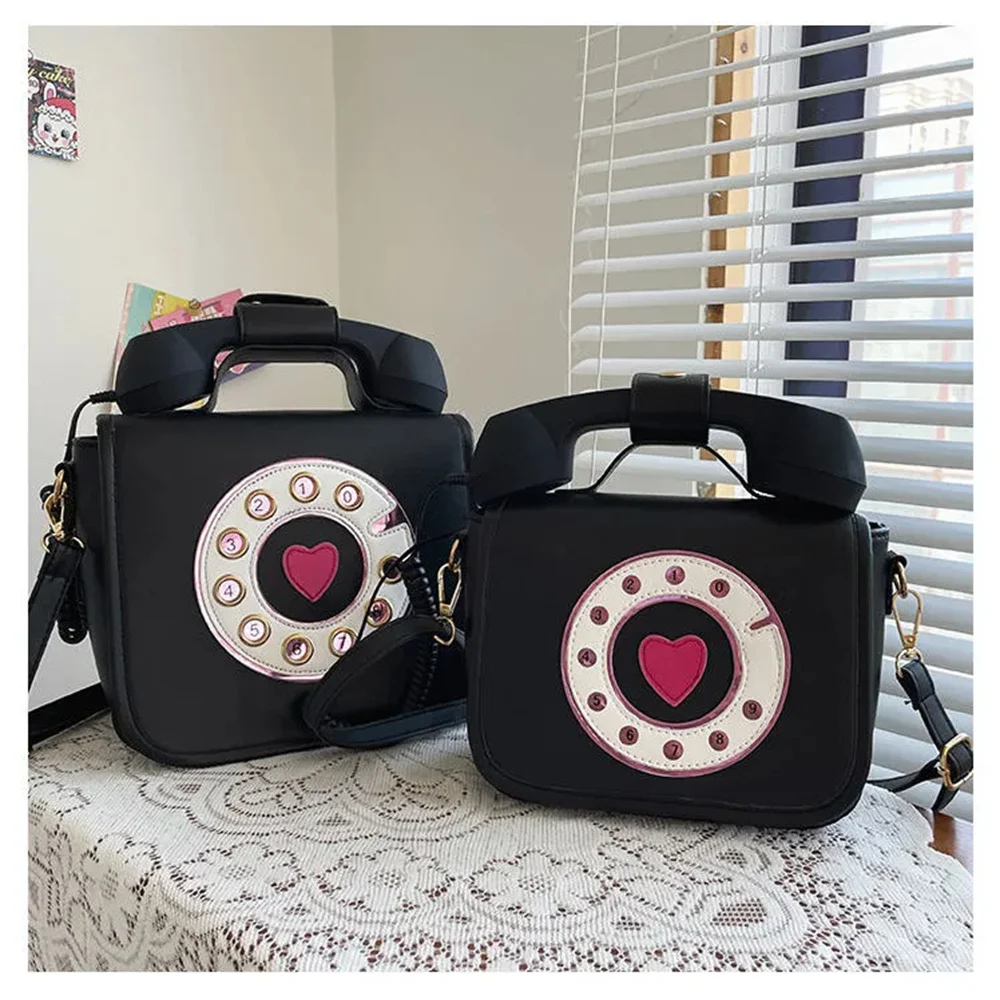 Kawaii Girls Can Answer A Call Shoulder Lolita Bags Fashion Woman Pink Love Portable Square Pu Sweet Lolita Bags Cosplay