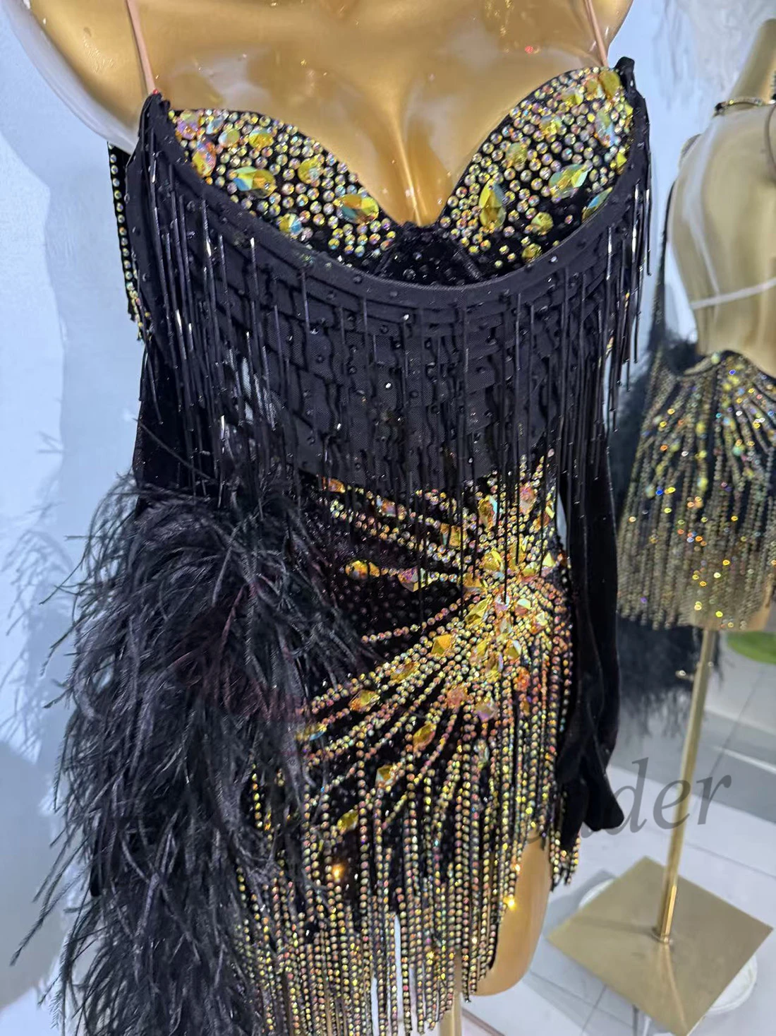 

Латинская танцовщица, для взрослых, детское элитное платье из черного золота на заказ, пышная юбка, платье для выступлений из камня Tango Samba AB