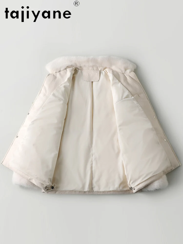 TAJIYANE 100% pelle di pecora piumino d'oca collo di pelliccia di visone piumino elegante giacche in vera pelle abiti invernali donna 2025 