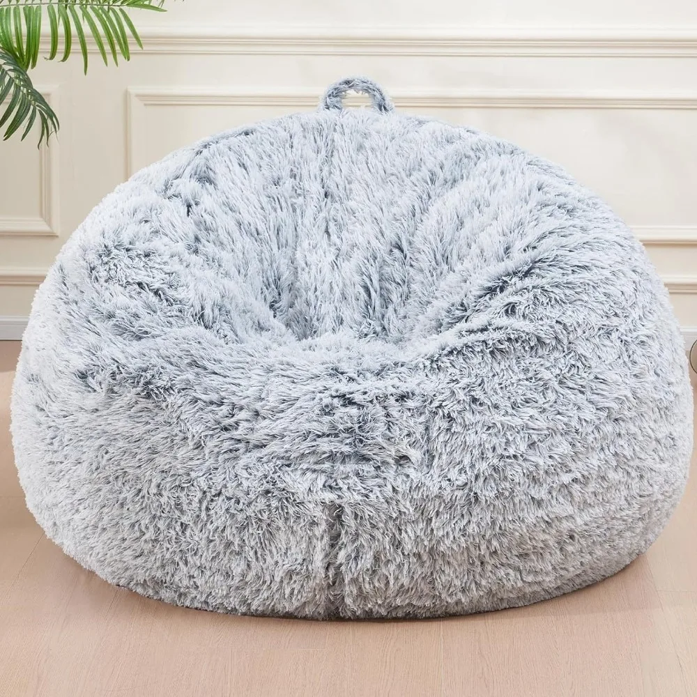 Soft Fluffy Plush Lazy Sofa Cover Round Cozy Bean Bag Chair Cover Colorful Large Size Beanbag Sofa Cover Living Room