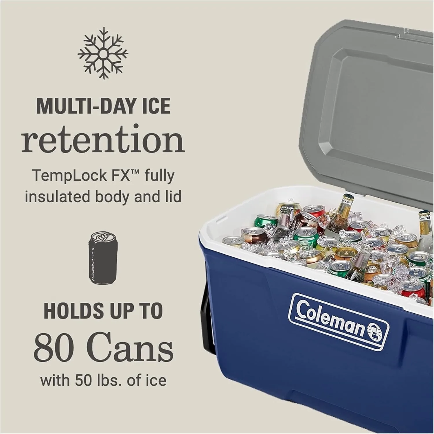 316 Series Insulated Portable Cooler with Heavy Duty Wheels, Leak-Proof Wheeled Cooler with 100+ Can Capacity